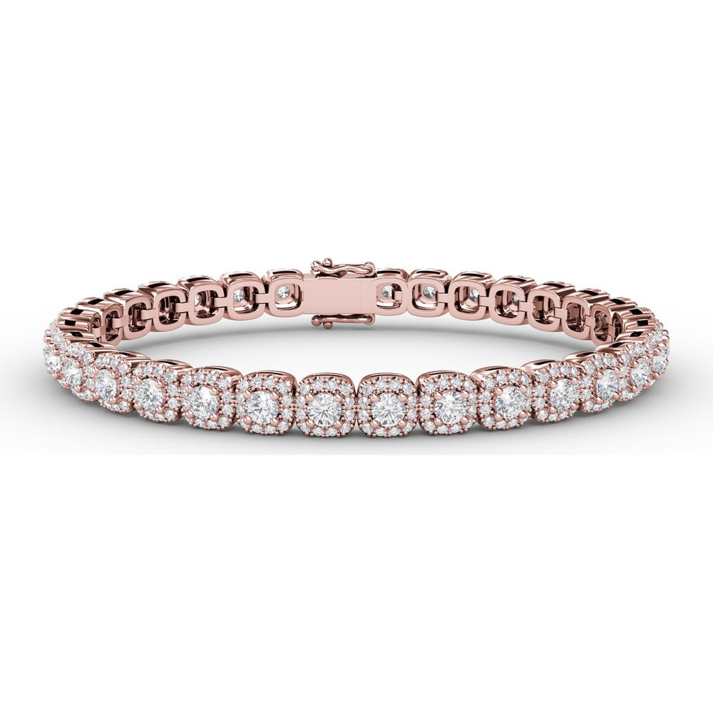 Cushion Cut Diamond Halo Bracelet by Fana - 5.28 Carat Total Diamond Weight