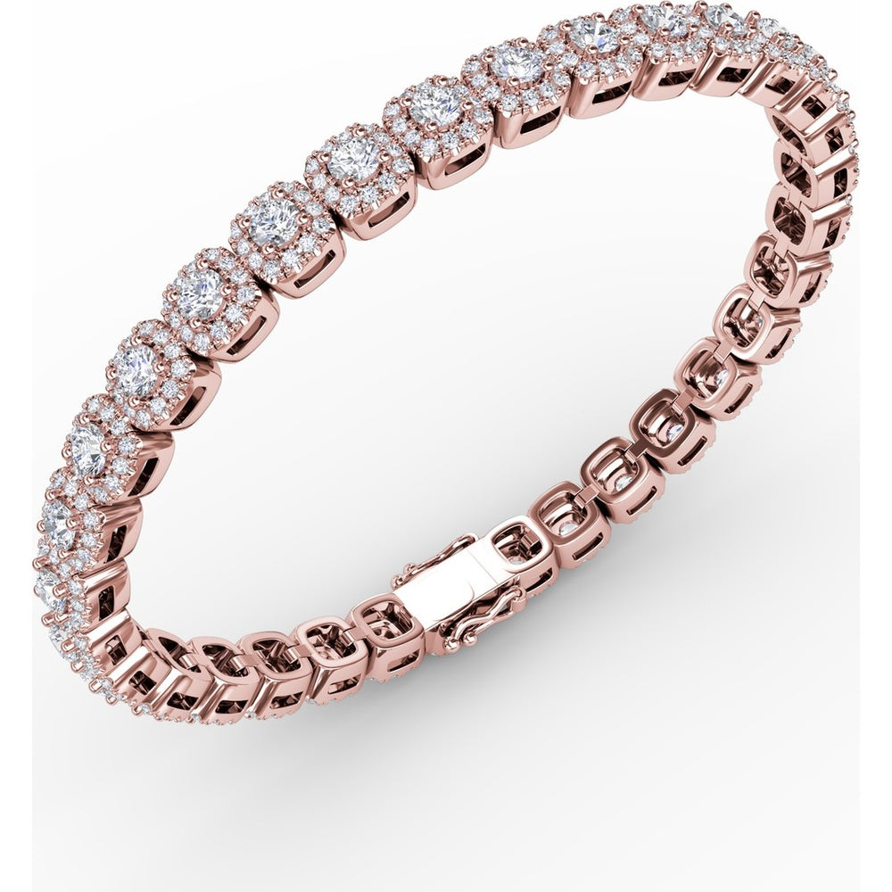 Cushion Cut Diamond Halo Bracelet by Fana - 5.28 Carat Total Diamond Weight
