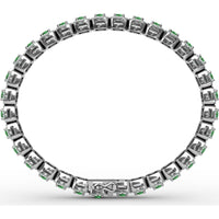 Cushion Cut Emerald and Diamond Halo Tennis Bracelet by Fana - 5.44 Carat Total Gemstone Weight