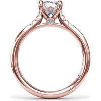 Cushion Cut Engagement Ring Setting with Pavé Diamond Accents by Fana - 0.16 Carat Total Diamond Weight
