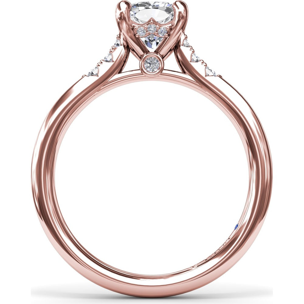 Cushion Cut Engagement Ring Setting with Pavé Diamond Accents by Fana - 0.16 Carat Total Diamond Weight