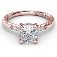 Cushion Cut Engagement Ring Setting with Pavé Diamond Accents by Fana - 0.16 Carat Total Diamond Weight