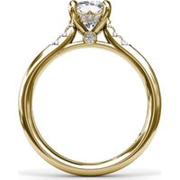 Cushion Cut Engagement Ring Setting with Pavé Diamond Accents by Fana - 0.16 Carat Total Diamond Weight
