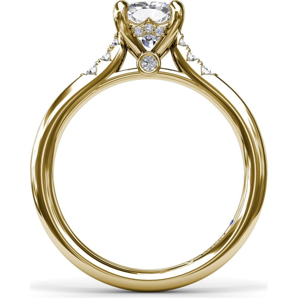 Cushion Cut Engagement Ring Setting with Pavé Diamond Accents by Fana - 0.16 Carat Total Diamond Weight
