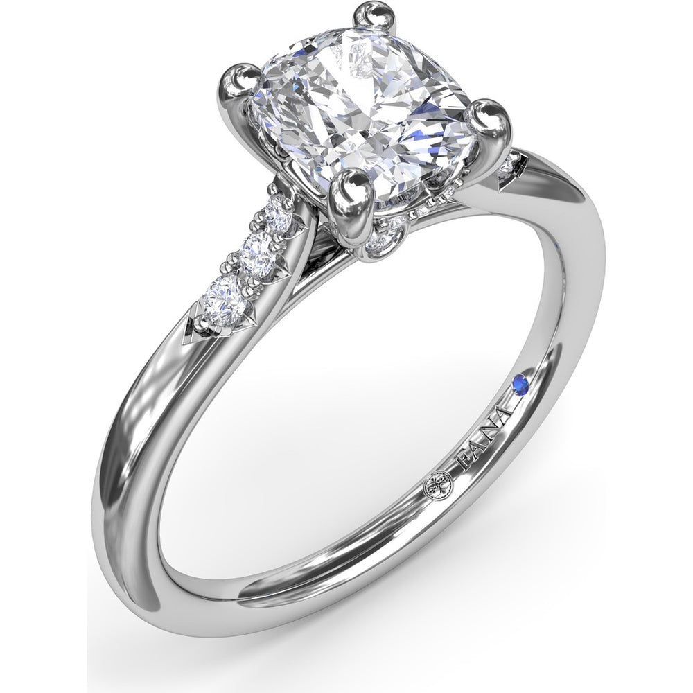 Cushion Cut Engagement Ring Setting with Pavé Diamond Accents by Fana - 0.16 Carat Total Diamond Weight