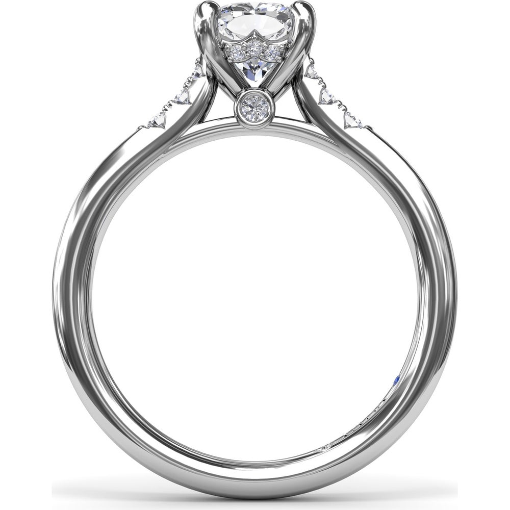 Cushion Cut Engagement Ring Setting with Pavé Diamond Accents by Fana - 0.16 Carat Total Diamond Weight