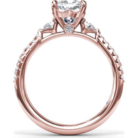 Cushion Cut Engagement Ring Setting with Pear-Shaped Diamond Accents and Pavé Band by Fana - 0.41 Carat Total Diamond Weight