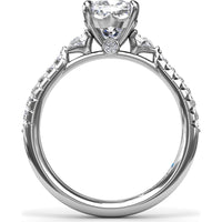 Cushion Cut Engagement Ring Setting with Pear-Shaped Diamond Accents and Pavé Band by Fana - 0.41 Carat Total Diamond Weight
