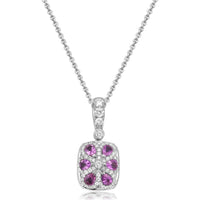 Cushion Cut Garnet and Diamond Pendant Necklace in 18K White Gold by Charles Krypell
