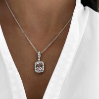 Cushion Cut Morganite, Diamond and Pink Sapphire Pendant Necklace in 18K White Gold by Charles Krypell