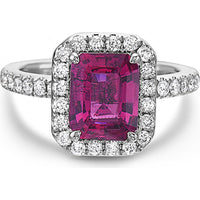 Cushion Cut Rubellite and Diamond Hidden Scarf Ring in 18K White Gold by Charles Krypell