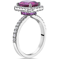 Cushion Cut Rubellite and Diamond Hidden Scarf Ring in 18K White Gold by Charles Krypell