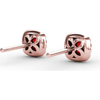 Cushion Cut Ruby Stud Earrings with Pavé Diamond Halo by Fana - 0.84 Carat Total Gemstone Weight
