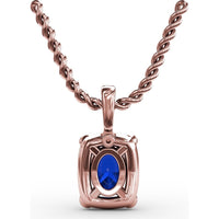 Cushion-Cut Sapphire Pendant with Pavé Diamond Halo and Bezel-Set Accent Stones by Fana - 1.33 Carat Total Gemstone Weight
