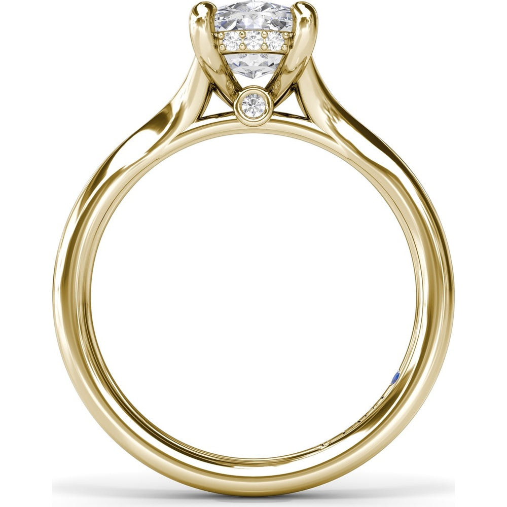Cushion Cut Split Shank Engagement Ring Setting with Hidden Halo Pavé Diamonds by Fana - 0.07 Carat Total Diamond Weight