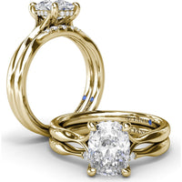 Cushion Cut Split Shank Engagement Ring Setting with Hidden Halo Pavé Diamonds by Fana - 0.07 Carat Total Diamond Weight