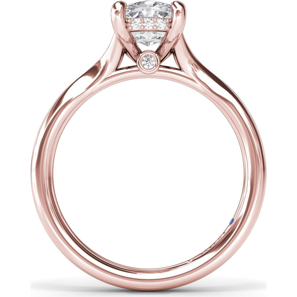Cushion Cut Split Shank Engagement Ring Setting with Hidden Halo Pavé Diamonds by Fana - 0.07 Carat Total Diamond Weight