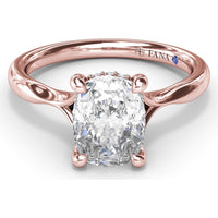 Cushion Cut Split Shank Engagement Ring Setting with Hidden Halo Pavé Diamonds by Fana - 0.07 Carat Total Diamond Weight