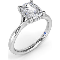 Cushion Cut Split Shank Engagement Ring Setting with Hidden Halo Pavé Diamonds by Fana - 0.07 Carat Total Diamond Weight