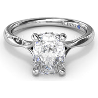 Cushion Cut Split Shank Engagement Ring Setting with Hidden Halo Pavé Diamonds by Fana - 0.07 Carat Total Diamond Weight