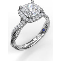 Cushion Halo Engagement Ring Setting with Criss Cross Pavé Diamond Band by Fana - 0.30 Carat Total Diamond Weight