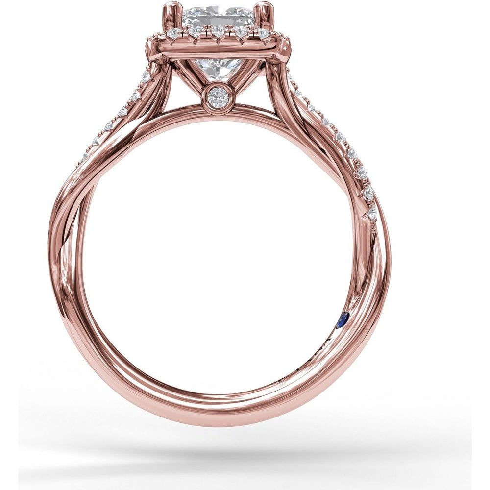 Cushion Halo Engagement Ring Setting with Criss Cross Pavé Diamond Band by Fana - 0.30 Carat Total Diamond Weight