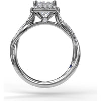 Cushion Halo Engagement Ring Setting with Criss Cross Pavé Diamond Band by Fana - 0.30 Carat Total Diamond Weight