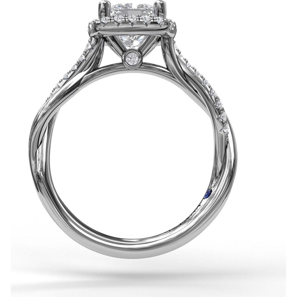 Cushion Halo Engagement Ring Setting with Criss Cross Pavé Diamond Band by Fana - 0.30 Carat Total Diamond Weight