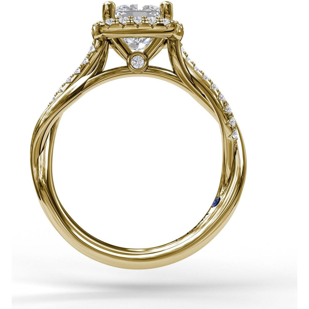Cushion Halo Engagement Ring Setting with Criss Cross Pavé Diamond Band by Fana - 0.30 Carat Total Diamond Weight