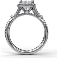 Cushion Halo Engagement Ring Setting with Interwoven Pavé Band by Fana - 0.41 Carat Total Diamond Weight
