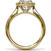 Cushion Halo Engagement Ring Setting with Milgrain Split Shank - Round Diamond Halo by Fana - 0.30 Carat Total Diamond Weight