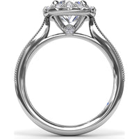 Cushion Halo Engagement Ring Setting with Milgrain Split Shank - Round Diamond Halo by Fana - 0.30 Carat Total Diamond Weight