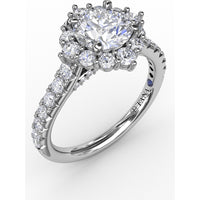 Cushion Halo Engagement Ring Setting with Round Diamond Band by Fana - 0.78 Carat Total Diamond Weight