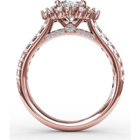 Cushion Halo Engagement Ring Setting with Round Diamond Band by Fana - 0.78 Carat Total Diamond Weight
