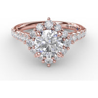 Cushion Halo Engagement Ring Setting with Round Diamond Band by Fana - 0.78 Carat Total Diamond Weight