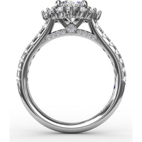 Cushion Halo Engagement Ring Setting with Round Diamond Band by Fana - 0.78 Carat Total Diamond Weight