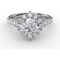 Cushion Halo Engagement Ring Setting with Round Diamond Band by Fana - 0.78 Carat Total Diamond Weight
