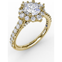 Cushion Halo Engagement Ring Setting with Round Diamond Band by Fana - 0.78 Carat Total Diamond Weight