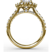 Cushion Halo Engagement Ring Setting with Round Diamond Band by Fana - 0.78 Carat Total Diamond Weight