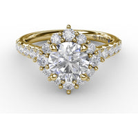 Cushion Halo Engagement Ring Setting with Round Diamond Band by Fana - 0.78 Carat Total Diamond Weight
