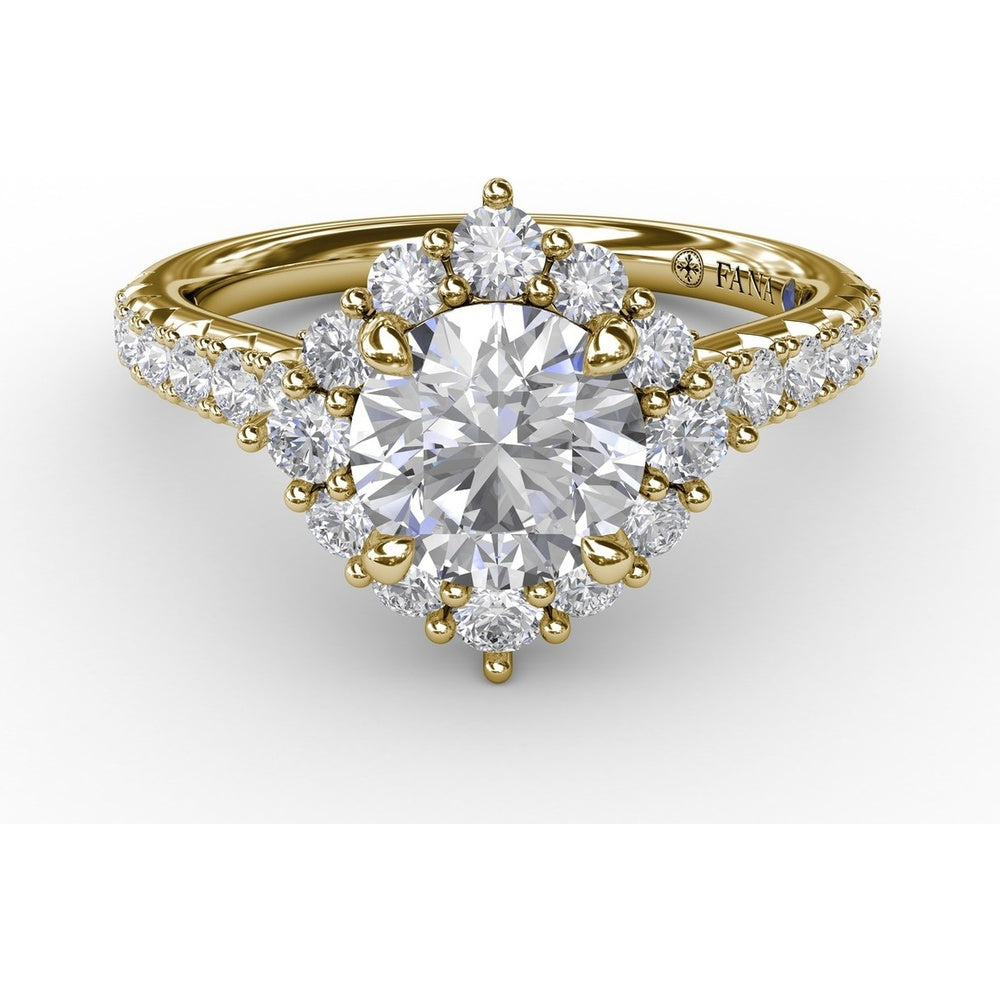 Cushion Halo Engagement Ring Setting with Round Diamond Band by Fana - 0.78 Carat Total Diamond Weight
