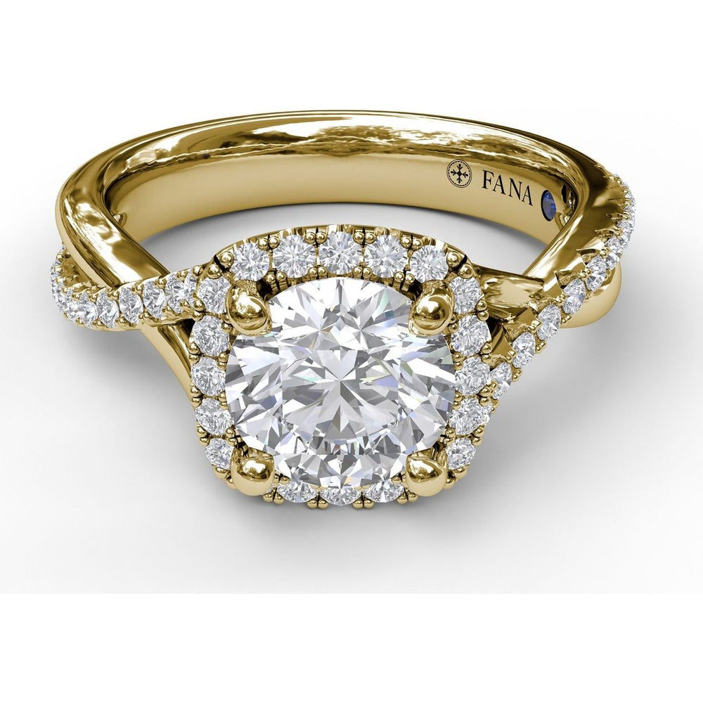 Cushion Halo Engagement Ring Setting with Twisted Pavé Diamond Band by Fana - 0.38 Carat Total Diamond Weight