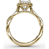 Cushion Halo Engagement Ring Setting with Twisted Pavé Diamond Band by Fana - 0.43 Carat Total Diamond Weight