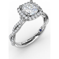 Cushion Halo Engagement Ring Setting with Twisted Pavé Diamond Band by Fana - 0.43 Carat Total Diamond Weight