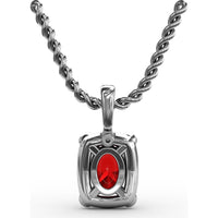 Cushion Halo Pendant with Oval Ruby and Pavé Diamond Bail by Fana - 1.20 Carat Total Gemstone Weight