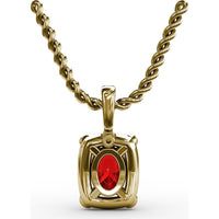 Cushion Halo Pendant with Oval Ruby and Pavé Diamond Bail by Fana - 1.20 Carat Total Gemstone Weight