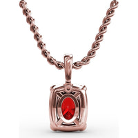 Cushion Halo Pendant with Oval Ruby and Pavé Diamond Bail by Fana - 1.20 Carat Total Gemstone Weight