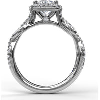 Cushion Halo Twist Engagement Ring Setting with Pavé Split Shank by Fana - 0.58 Carat Total Diamond Weight