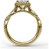 Cushion Halo Twist Engagement Ring Setting with Pavé Split Shank by Fana - 0.58 Carat Total Diamond Weight