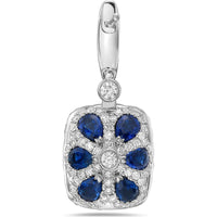Cushion London Blue Topaz, Diamond and Blue Sapphire Drop Earrings in 18K White Gold by Charles Krypell